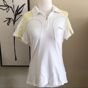 FILA 1/4 Zip Fitted Athletic Polo Large